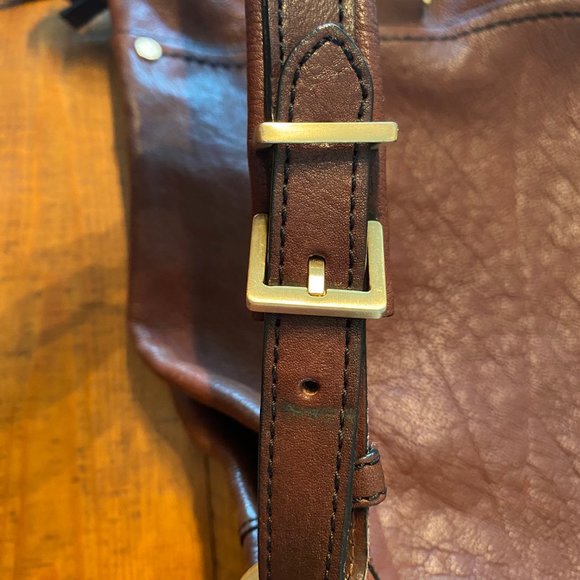 Cole Haan medium size hobo bag- chestnut brown leather and gold metal trim - Picture 2 of 7